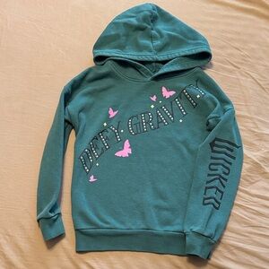 Hybrid Apparel Wicked Green Hoodie with Pink Butterfly Defy Gravity - Size S